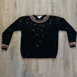 Vintage Premier Designer Collection Beaded Pullover Womens S Wool‎ Blend Sequin